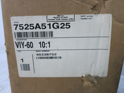 NEW ABB 7525A54G25 VIY-60 Voltage Transformer Ratio 10:1 1200/2078Y 1200-120 (DW7077-1)