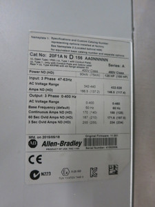 (FOR PARTS) Allen Bradley 125 HP PowerFlex 753 480V AC VS Drive VFD 156A 480 VAC (DW7088-1)