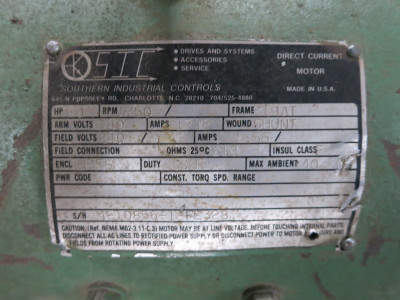 SIC 10 HP DC Motor 240V 1750 RPM Frame 219AT Encl DPFG 17.2A 17.2 Amp 10HP (DW7189-1)