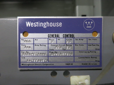 Westinghouse Size 7 Contactor 1200A Combo Box 600 HP 460V 461A757G03 1200 Amp (DW7266-1)