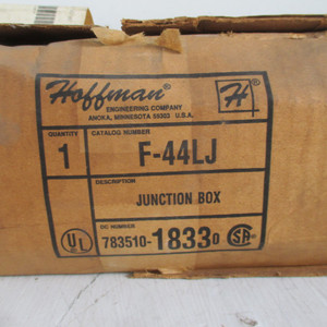NEW Hoffman F-44LJ Junction Box Lay-in Hinged Cover Gray Steel 4”x4” Wireway NIB (AH0579-1)