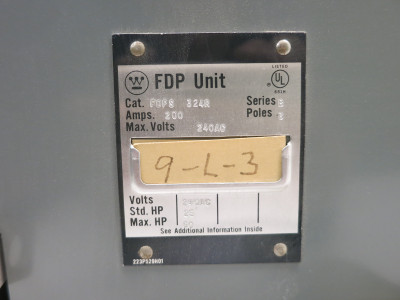 Westinghouse FDPS324R 200A 240V Fusible Panelboard Switch FDP 200 Amp w Hardware (DW7311-18)