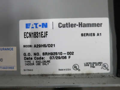 NEW Eaton 100A Fusible Size 3 Starter Combination Combo Box AN16KN0 208V 100 Amp (DW7380-1)