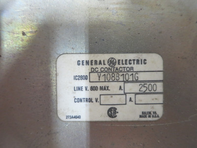 GE IC2800-Y108B101G 2500A DC Contactor 22D63G36A Dual Coil IC2800Y108B101 600V (DW7452-2)