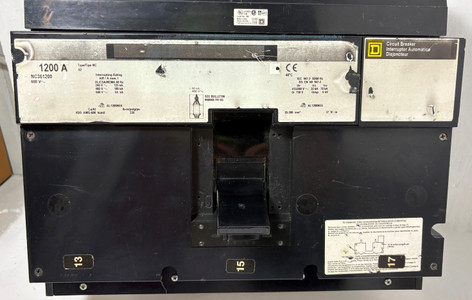 Square D I-Line NC361200 1200A Circuit Breaker Type NC 1200 Amp HACR bad label (EM5579-1)