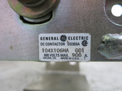 GE DS303A104X106MAG01 900A DC Contactor 600V 120V Coil 22D75G3A DS303A 900 Amp (DW7454-1)