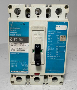 Westinghouse FD3015L 15A Series C Circuit Breaker Matte Blue FD3015 3P 15 Amp (EM5613-1)
