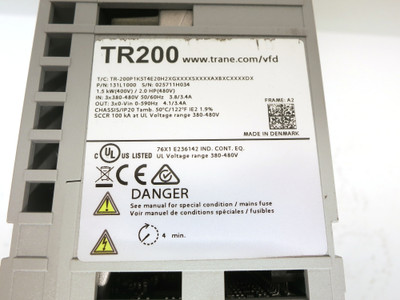 Trane TR200 131L1000 AC VS Drive 2 HP 480V 3PH VFD 480 VAC HVAC 3.4A 174Z4570 (DW7501-1)