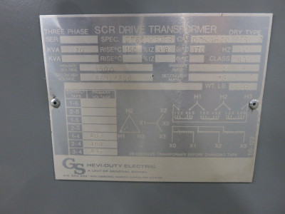 Hevi Duty 20 kVA 460 Delta to 460Y/266 V 3PH Dry Type Transformer DT651H20 460V (DW7530-2)