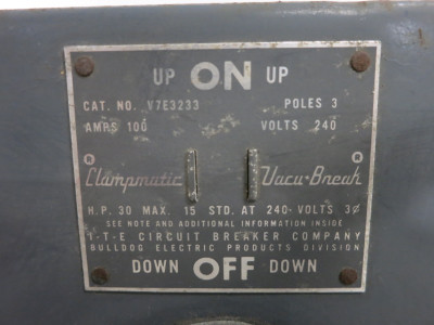 ITE V7E3233 100 Amp 240V Fusible Vacu-Break Dual Panel Board Switch Twin 100A (DW7545-2)