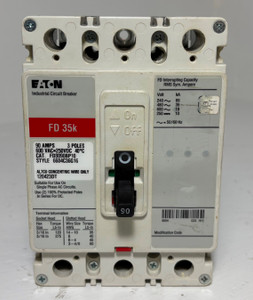 Eaton FD3090BP10 90A Circuit Breaker Glossy Red 3 Pole 480/600V FD3090 90 Amp (EM5663-1)