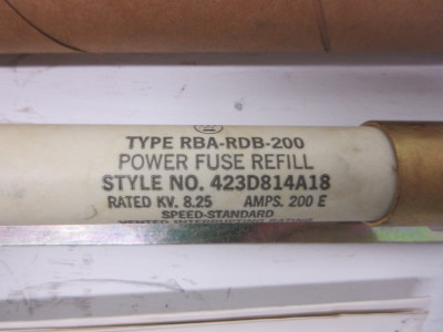 NEW Westinghouse 423D814A18 Power Fuse Refill Type RBA-RDB-200 200E 8.25KV 8250V (AH0754-3)