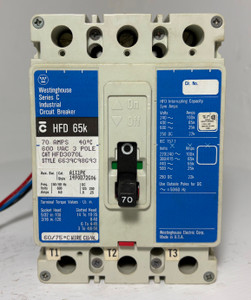 Westinghouse HFD3070L 70A Circuit Breaker Matte Blue w/ Aux 600V HFD3070 70 Amp (EM5674-1)