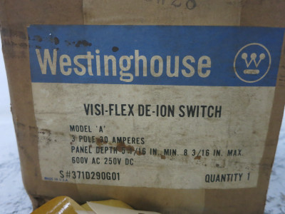 NEW Westinghouse 371D290G01 30A Visi-Flex De-Ion Switch Model A 30 Amp 600V (DW7631-1)