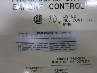 Woodward 9905-090 Rev K Process Import Export Control Generator 9905090-K (DW7650-1)