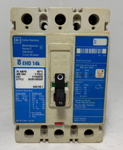Cutler-Hammer EHD3070 70A Circuit Breaker Glossy Blue 480 VAC 3P EHD 14k 70 Amp (EM5686-1)