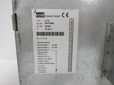 Kuka KC2 Servo Drive PLC Rack Robot Control Computer Art Nr 00115489 K-C2 64 MB (DW7767-2)