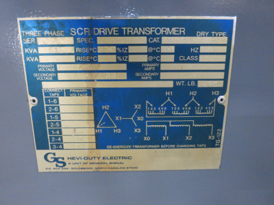 Hevi Duty 51 kVA 575 Delta to 230Y/133 V 3PH Dry Type Transformer 575V - 230V (DW7794-1)