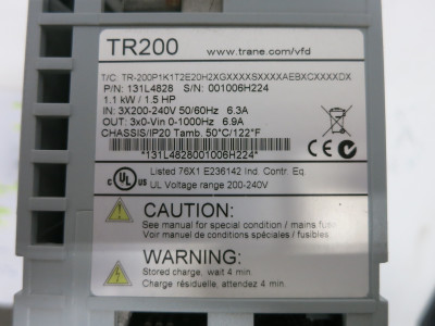 Trane TR200 131L4828 1.5 HP AC VS Drive 240V 3PH VFD 240 VAC HVAC 6.9A 1.1 kW (DW7824-3)