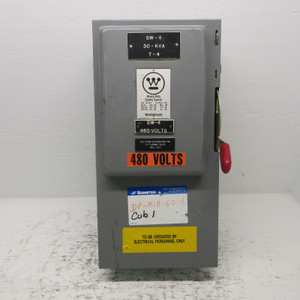 Westinghouse HF363 Heavy Duty Fusible Safety Switch 100A 600V 3PH 3W 100 Amp (AH0921-1)