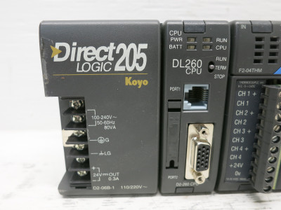 Direct Logic 205 PLC Rack D2-06B-1 PS D2-260 DL260 CPU I/O Modules Koyo Facts (DW7903-1)