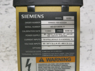 Siemens 9300 9350DC-100-0ZZZZA Advanced Power Meter ION Display Access 9350 (DW7909-1)
