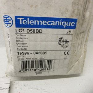 NEW Telemecanique LC1D50BD Motor Contactor LC1-D50BD 24V Coil 40HP Square D NIB (AH0991-1)
