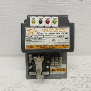Taylor PLVR-480 Phase-Gaurd Phase Failure Relay 480V 3PH 30A Fixed Time Delay (AH1006-2)