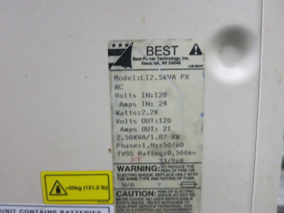 Best Power LI2.5KVAPX Fortress UPS 120V Uninterruptable Power System LI2.5KVA (DW8015-2)