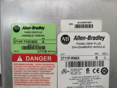 Allen Bradley 2711P-T15C6D2 Ser A PanelView Plus 1500 Touch HMI 2711P-RN6X (DW8047-1)
