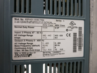 Reliance Electric 6SP401-008CTNN 5 HP SP600 AC VS Drive 480V VFD 480 VAC SP-600 (DW8056-6)