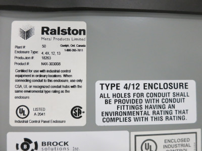 NEW Ralston N4X-303008 Industrial Control Panel Enclosure 30x30x8 4X , 12 , 13 (DW8069-1)