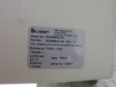 Liebert RCM8BOA-AC RCM 8 Point Monitor System 4D14841G1 RCM8B0A (DW8079-1)