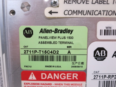 Allen Bradley 2711P-T15C4D2 PanelView Plus 1500 Terminal PLC RDT15C Touch HMI (DW8099-1)