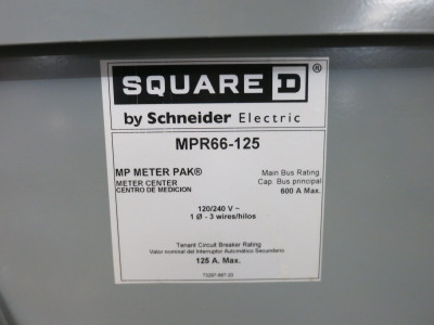 NEW Square D MPR66-125 6 Socket Meter Center 600A Bus 125A 120/240V Meter-Pak (DW8123-1)