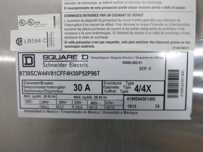 NEW Square D 30A Breaker Size 1 Reversing Starter Combo Box Stainless HLL 4/4X (DW8135-1)