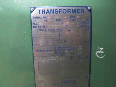 Virginia 225 kVA 12470 Delta to 208Y/120 V 3PH Oil Filled Pad Mount Transformer (DW8152-1)