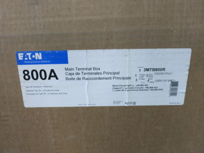 NEW Eaton 3MTB800R 800A 120/208/240V Main Terminal Box 3PH 4W 800 Amp 3R (DW8174-1)