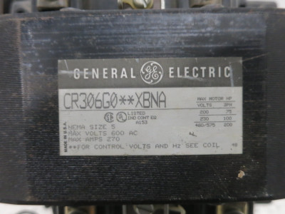 GE CR306G0**XBNA Size 5 Motor Starter 480V Coil 55-530249G004 200 HP 270 CR306G0 (DW8196-1)