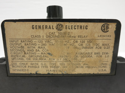GE TGSR12 Solid State Ground Break Relay TGS General Electric TGSR Class 1 (DW8229-3)