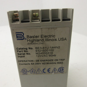Basler Electric BE3-81U-1A4N2 Under Frequency Relay 9321500102 120VAC 60Hz BE3 (AH1299-2)