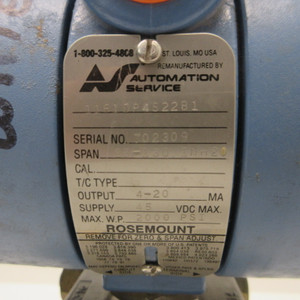 Rosemount 1151DP4S22B1 Differential Pressure Transmitter Max W.P. 2000PSI 45VDC (AH1310-1)