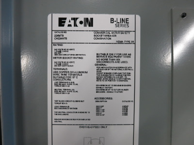 NEW Eaton CH224MTB 200A Main Breaker Socket Meter Combo 200 Amp 224MTB B-Line 3R (DW8314-1)