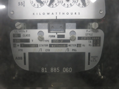 Westinghouse D5B-3F Watthour Meter Relay E3F1CLA4AA 120V Three Stator ABB (DW8319-2)