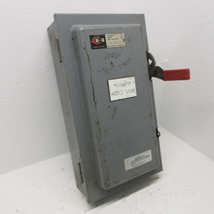 Cutler Hammer DH362 60A 600V 3P3W Fusible Safety Switch Disconnect CH w/ Fuses (AH1420-1)