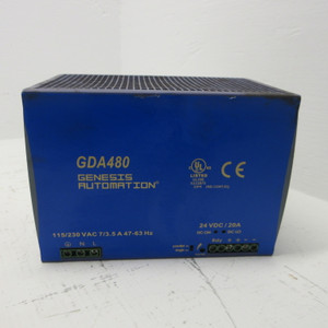Genesis Automation GDA480-24A Power Supply IN: 115/230VAC 7/3.5A OUT: 24VDC 20A (AH1429-1)