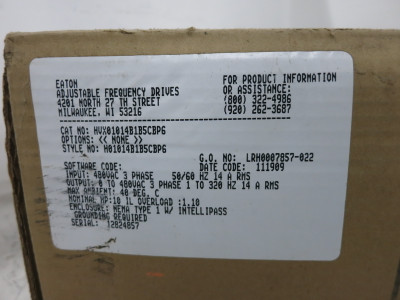 Eaton HVX01014B1B5C2P6 10 HP HVX9000 VS Drive IntelliPass Bypass 480V SVX007A1 (DW8338-1)