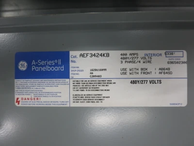 GE AEF3424KB 400A Main Breaker Panel Board 480Y/277 A Series II 4W 400 Amp SGHA (DW8366-1)