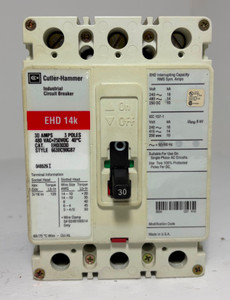 Cutler-Hammer EHD3030 30A Circuit Breaker Glossy Red 480V 3P EHD3030L 30 Amp (EM5967-2)