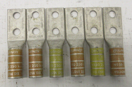Image of NEW Burndy YA29-2TC38 250 kcmil (N250) Crimp Lugs Yellow Die 16 NNB (LOT OF 6)